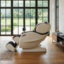 Seitenansicht eines weiß-braunen OGAWA Master Drive 4D Massagesessels mit Touchscreen