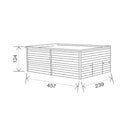 Maßzeichnung des USSPA Swim Spa M mit 457 cm Länge, 239 cm Breite und 124 cm Höhe