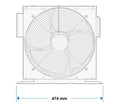 Frontansicht der BALBOA Clim8zone Wärmepumpe mit Breitenmaß 474 mm