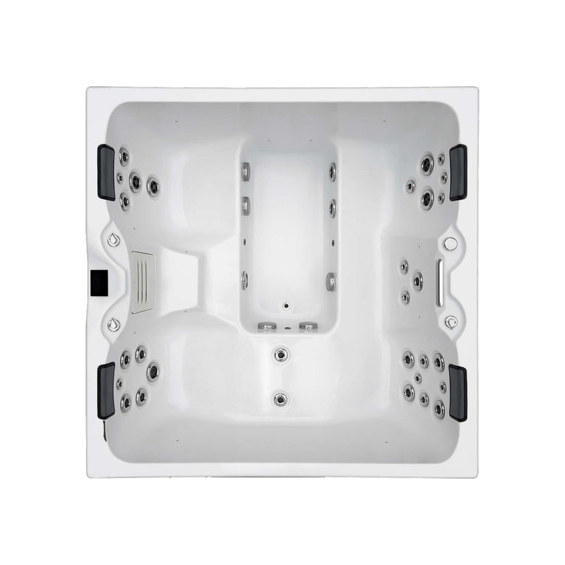 Draufsicht auf Sitzplätze und Massagedüsen des vivo spa® AUREA 6