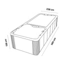 Maßzeichnung des VIVO SPA WaterFit 2 mit 580 cm Länge, 238 cm Breite und 138 cm Höhe