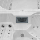 Trennbereich des VIVO SPA WaterFit 2N mit grauer Abdeckung und Massagedüsen zwischen beiden Becken
