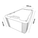Maßskizze des VIVO SPA WaterFit 1 Swim Spa mit 400 × 228 × 135 cm