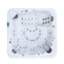 Draufsicht auf Sitzplätze, Fußraum und Massagedüsen des VIVO SPA WELUXIA 504 N Whirlpools