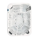 Draufsicht auf Sitzplätze, Fußraum und Massagedüsen des VIVO SPA WELUXIA 512 Whirlpools
