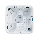 Draufsicht auf Sitzplätze, Fußraum und Massagedüsen des VIVO SPA WELUXIA 513 N Whirlpools