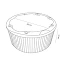 Maßskizze des runden VIVO SPA WELUXIA 520 Whirlpools: 222 cm Durchmesser, 96 cm hoch