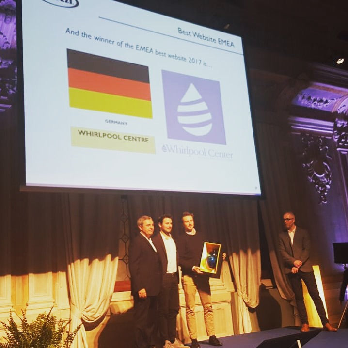 Preisverleihung des Jacuzzi® Best Website EMEA Awards 2017 an Whirlpool Center